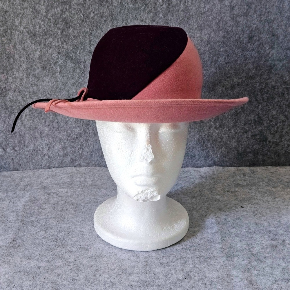 Kurt Jr. Two Tone Pink Purple Felt Fedora Wide Brim Hat Braided Band Colorblock